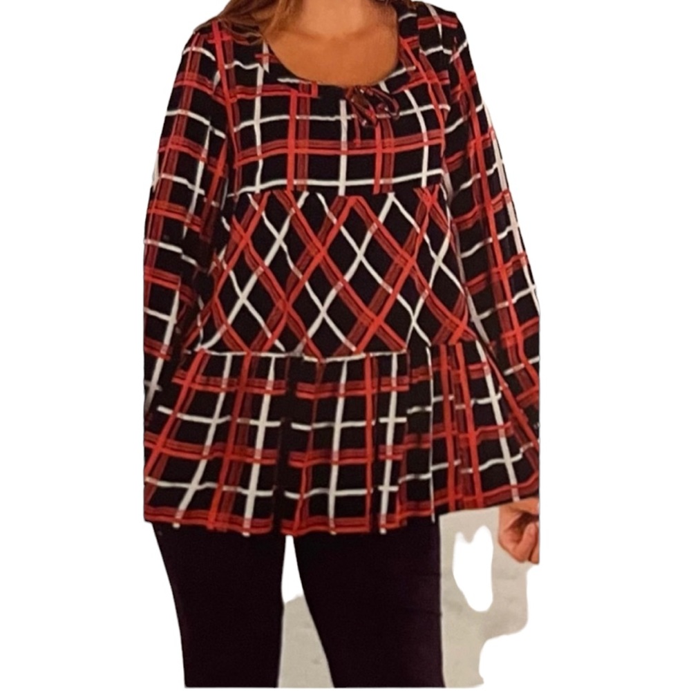 NWT.  Sacred Threads Blouse S/M.   BL/RD2.  218861
